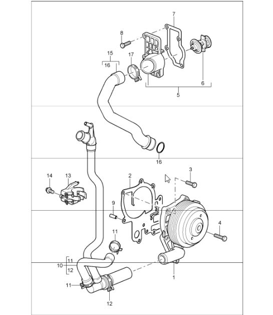 caja de bomba de agua y termostato para 997.1 M96.05 3.6L COUPE / CABRIO y 997.1 M97.01 3.8L COUPE S / CABRIO S 2005-08