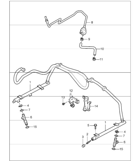 fuel collection pipe for 997.1 M96.05 3.6L COUPE / CABRIO and 997.1 M97.01 3.8L COUPE S / CABRIO S 2005-08