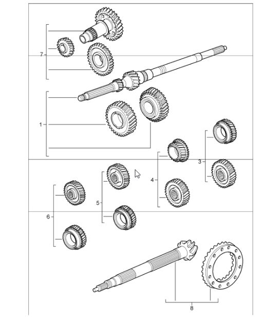 gear wheel sets for 997.1 CARRERA C2 G97.01 2005-08 and 997.1 CARRERA C4 G97.31 2006-08