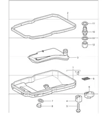 tiptronic: oil filter and oil pan for 997.1 CARRERA C2 A97.01 TIPTRONIC 2005-08 and 997.1 CARRERA C4 A97.31 TIPTRONIC 2006-08