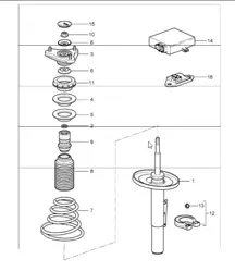 puntal amortiguador suspensión para 997.1 CARRERA 2 / CARRERA 2S 2005-08
