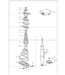 Puntal amortiguador de suspensión para 997.1 CARRERA 4 / CARRERA 4S 2005-08 y 997.1 TARGA / TARGA S 2007-08