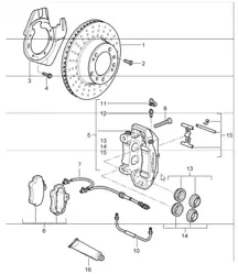 disc brake front axle for 997.1 CARRERA 4 / 4S and  997.1 TARGA / S 2005-08