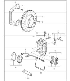 disc brake rear axle for 997.1 CARRERA 4 / 4S and 997.1 TARGA / S 2005-08
