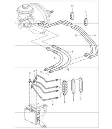 brake lines body front section for 997.1 CARRERA 2 / 2S 2005-08
