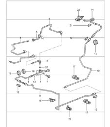 clutch actuation, clutch master cylinder and  clutch pipeline for 997.1 I480 (6-speed manual transmission) 2005-08
