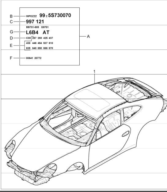 Diagram 801-00 Porsche 955 Cayenne 3.2L V6 2003-06 Body