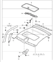 rooflining a-pillar 997.1 COUPE / TARGA 2005-08