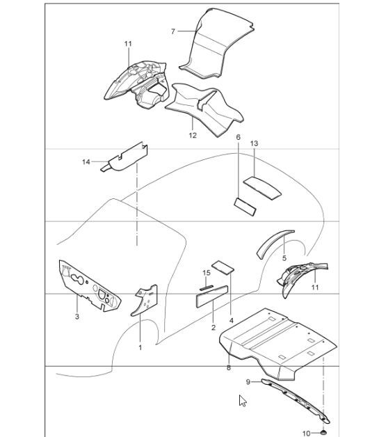 Diagram 807-16 Porsche 970.1 Panamera Turbo V8 4.8L 2009-13 Body