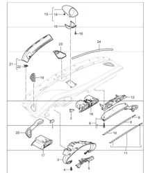 accessories, dashboard trim, upper part 997.1 CARRERA