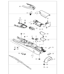 centre console rear 997.1 2005-08
