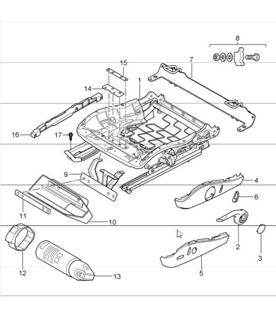 seat adjuster, standard seat, comfort seat 997.1 CARRERA COUPE / CABRIO / TARGA 2005-08