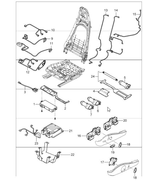 wiring harnesses, switch, control unit, electric motor, standard seat and comfort seat for 997.1 CARRERA COUPE / CABRIO / TARGA 2005-08