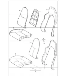 foam part, cover, sports seat for 997.1 CARRERA CABRIO / COUPE / TARGA 2005-08