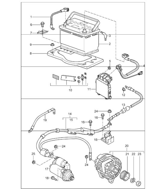 battery, power distributor, starter and generator for 997.1 2005-08