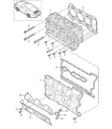 Cylinder head with: Valves, Cylinder head gasket, Valve cover 997.2 Carrera 2009-12
