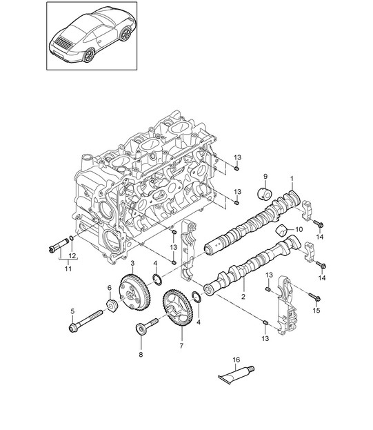 Nokkenas / Hydraulische stoter / Nokkenasversteller - A101, A102 - 997.2 Carrera 2009-12