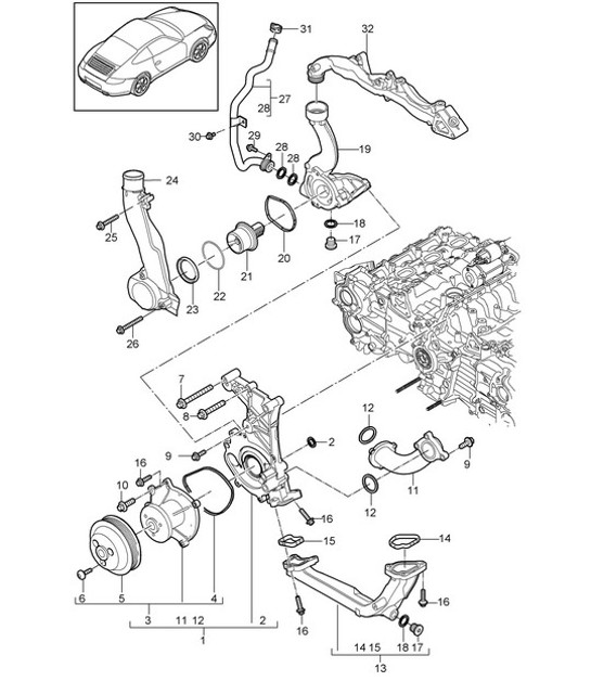 Diagram 105-000 Porsche Cayenne E-Hybrid V6 3.0L V6 340 ch 