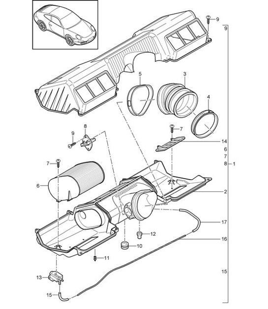 Diagram 106-000 Porsche 996 C2 3.4L 1997-08/01 Motor