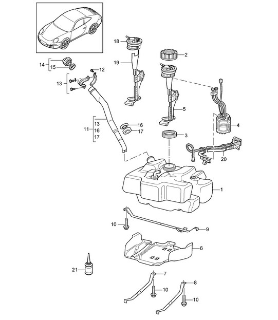 Fuel tank 997.2 Carrera 2009-12