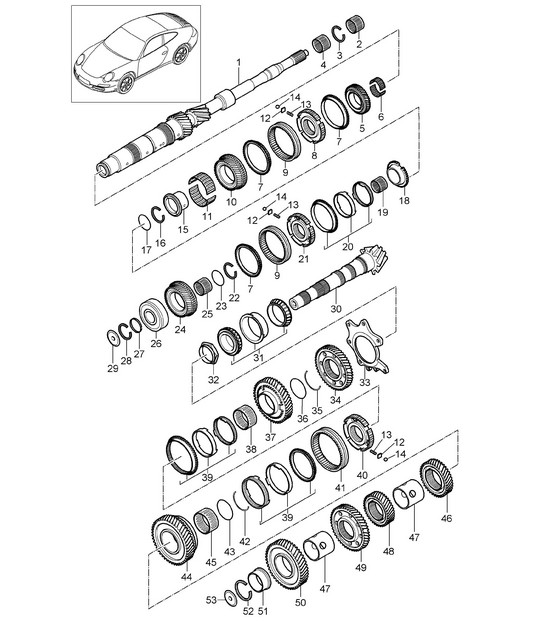 Gears and shafts - G9705,G9735 - 997.2 Carrera 2009-12
