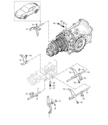 Selector shaft / Shift rod / Selector fork - G9705,G9735 - 997.2 Carrera 2009-12