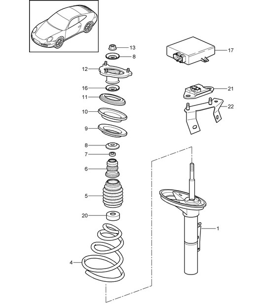 Suspension / Shock absorber strut 997.2 Carerra 2009-12