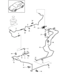 Clutch actuation / Clutch master cylinder / Clutch tube - PR:480 - 997.2 Carrera 2009-12