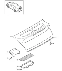 Spoilerdeksel - ACHTER, PR:756 - 997.2 Carrera 2009-12