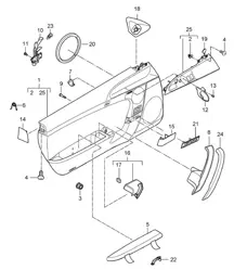 Türverkleidung Leder / Zubehör / Fahrgastraum in Carbon, Makassar, Leder, Aluminiumoptik - PR:981,XTL, XTT,XTV,XTW - Porsche 997.2 Carrera 2009-12