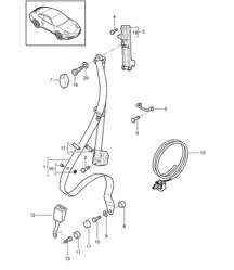 Seat belt, Front - COUPE / TARGA - 997.2 Carrera 2009-12