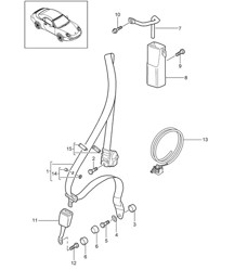 Seat belt, Front - CABRIO - 997.2 Carrera 2009-12
