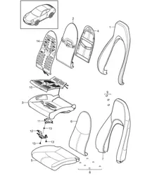 Foam part / Cover / Standard seat / Comfort seat 997.2 Carrera 2009-12