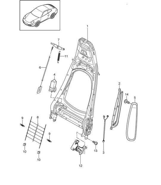 Backrest frame / Standard seat / Comfort seat 997.2 Carrera 2009-12