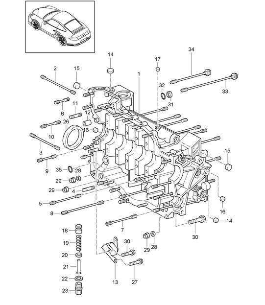 Crankcase housing, Right - 9970 - 997.2 GT2 RS 3.6L 2010-11