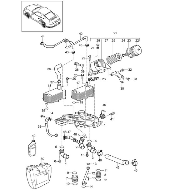 Oil filter / Console - 9770 - 997.2 GT2 RS 3.6L 2010-11