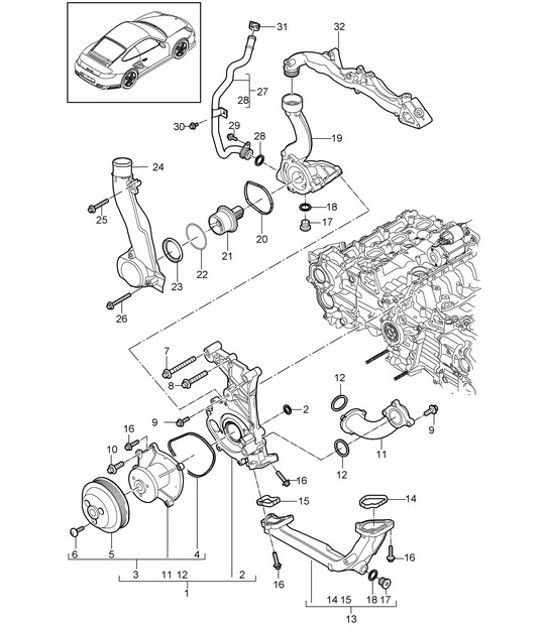 Diagram 105-000 Porsche Boxster GTS 718 4.0L PDK (400 Bhp) Engine