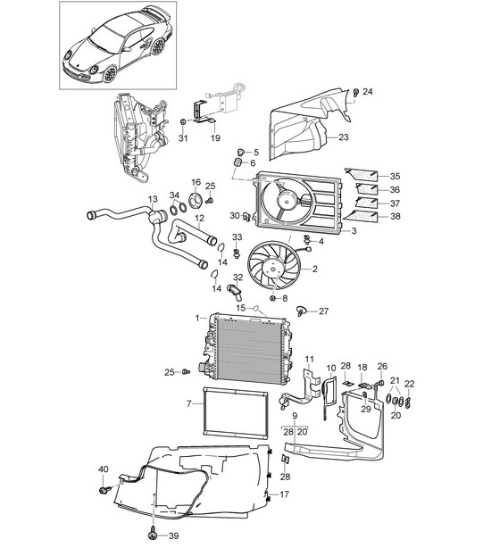 Raffreddamento ad acqua 3 - 9770 - 997.2 GT2 RS 3.6L 2010-16