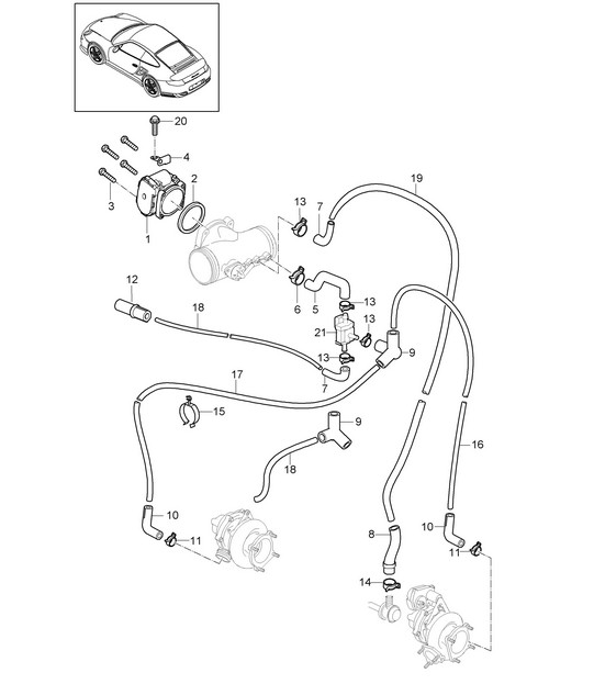 Adaptador de válvula de mariposa - 9970 - 997.2 GT2 RS 3.6L 2010-11