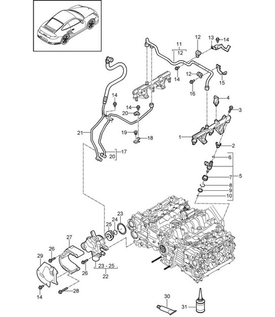 Diagram 107-005 Porsche Boxster 981 2.7L 2012-16 Engine
