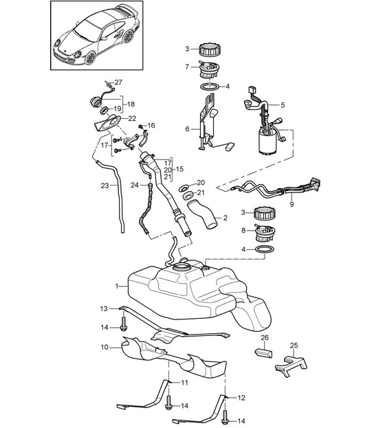 Fuel tank 997.2 Turbo 2010-13