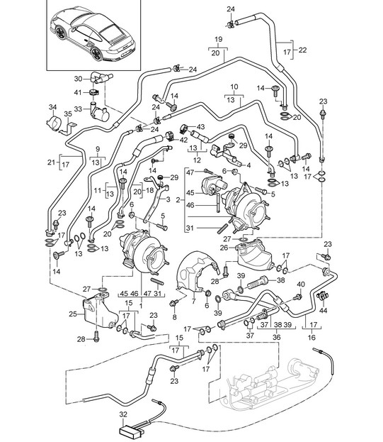 Exhaust gas turbocharger - 9770 - 997.2 GT2 RS 2010-11