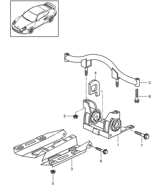 Suspensión de transmisión - G97.55 / G97.88 - 997.2 Turbo / GT2 RS 2010-13