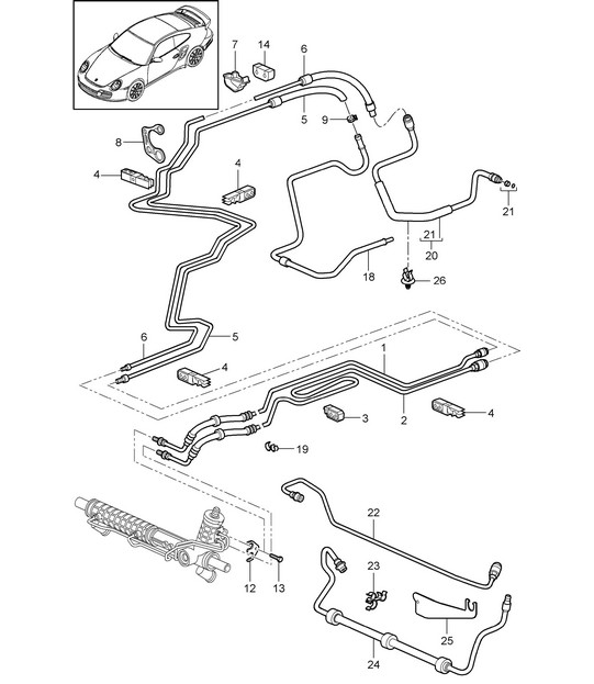 Dirección asistida / Líneas - 997.2 Turbo 2010-13