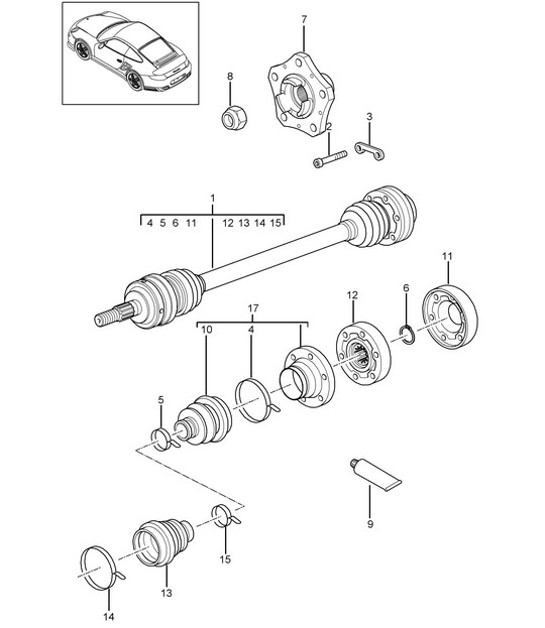 Diagram 501-005 Porsche Cayenne S/GTS 4.8L 2007>> Eje posterior