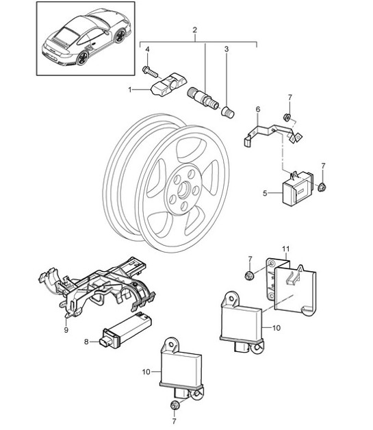 Diagram 601-005 Porsche Cayman 987C/981C（2005-2016 年） 车轮、制动器