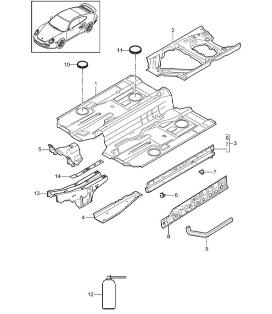 Diagram 801-020 Porsche 955 Cayenne 3.2L V6 2003-06 Body