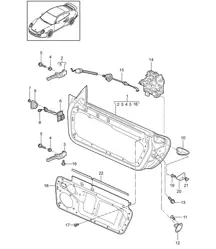 Door shell with Installation parts / Door lock 997.2 Turbo / GT2 RS 2010-13
