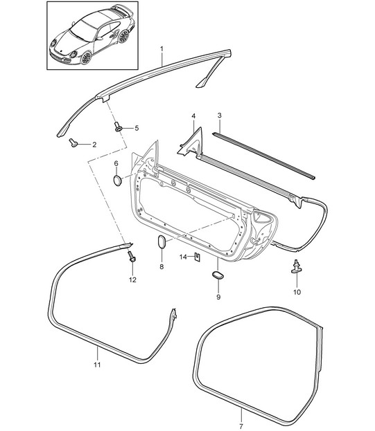 Door seal / Seal / Windscreen 997.2 Turbo / GT2 RS 2010-13