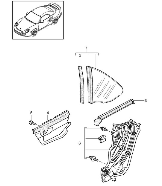 Side window - CABRIO - 997.2 Turbo 2010-13